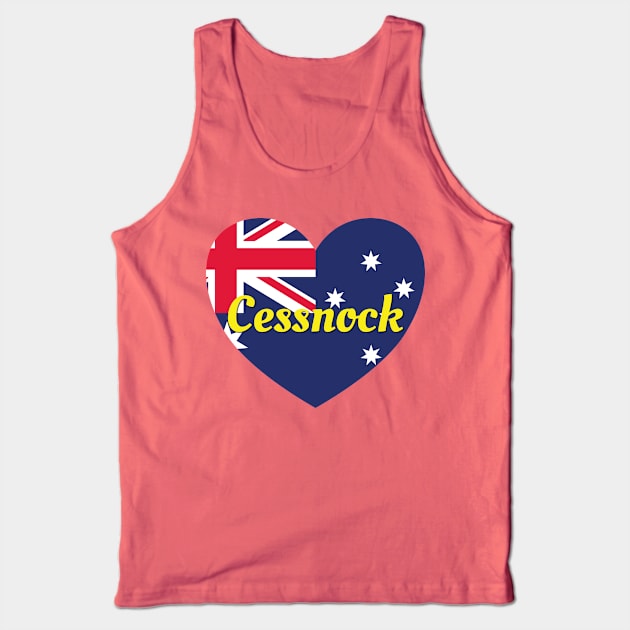 Cessnock NSW Australia Australian Flag Heart Tank Top by DPattonPD